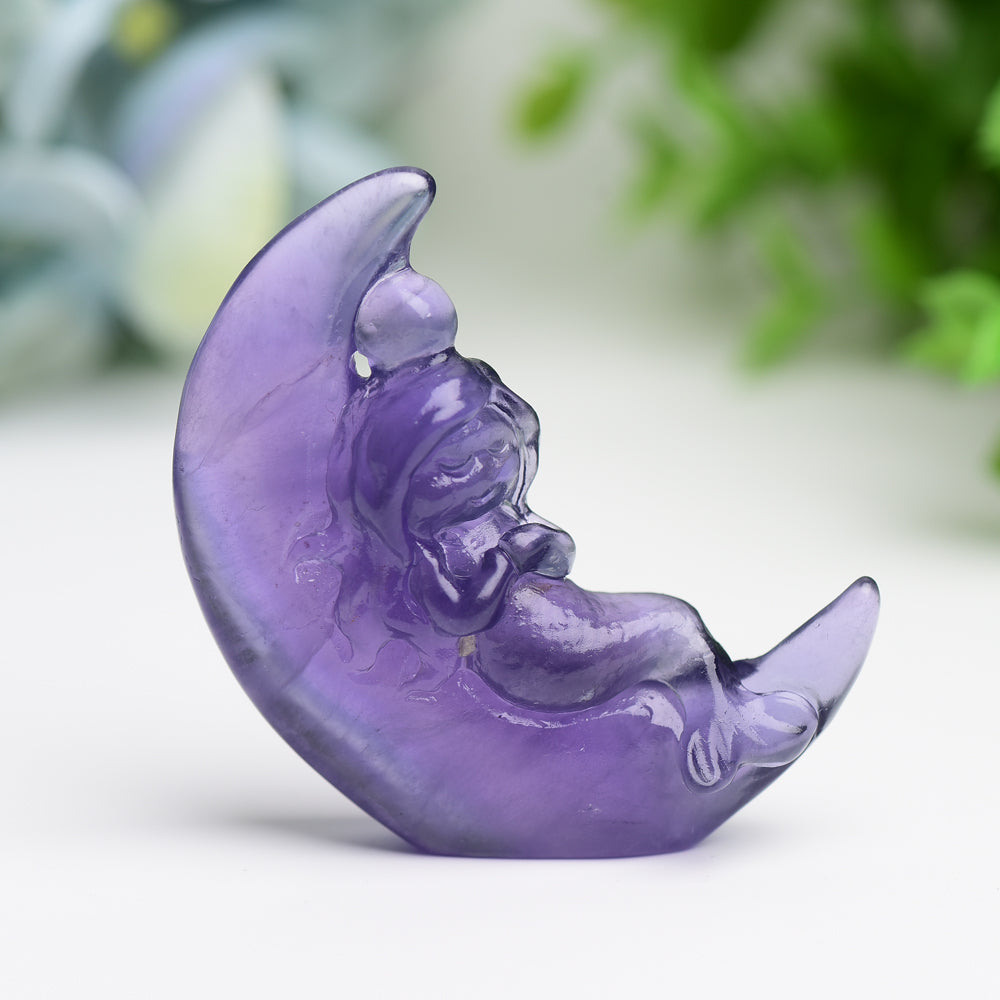 2.1-inch Fairy Moon Crystal Figurine Hand-Carved