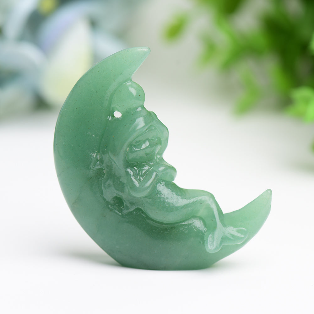 2.1-inch Fairy Moon Crystal Figurine Hand-Carved
