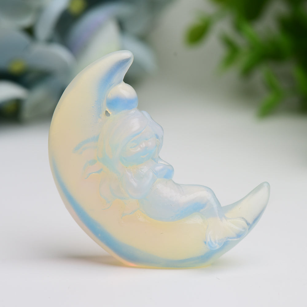 2.1-inch Fairy Moon Crystal Figurine Hand-Carved