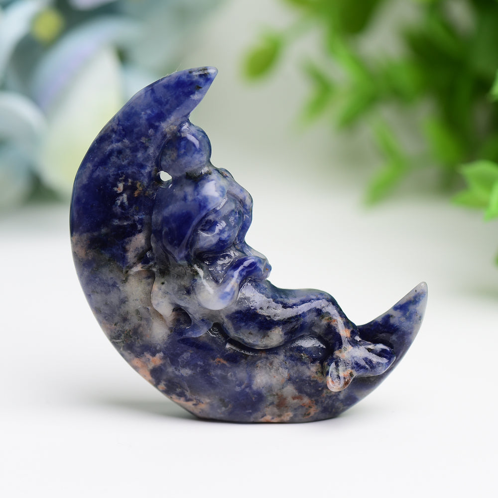 2.1-inch Fairy Moon Crystal Figurine Hand-Carved