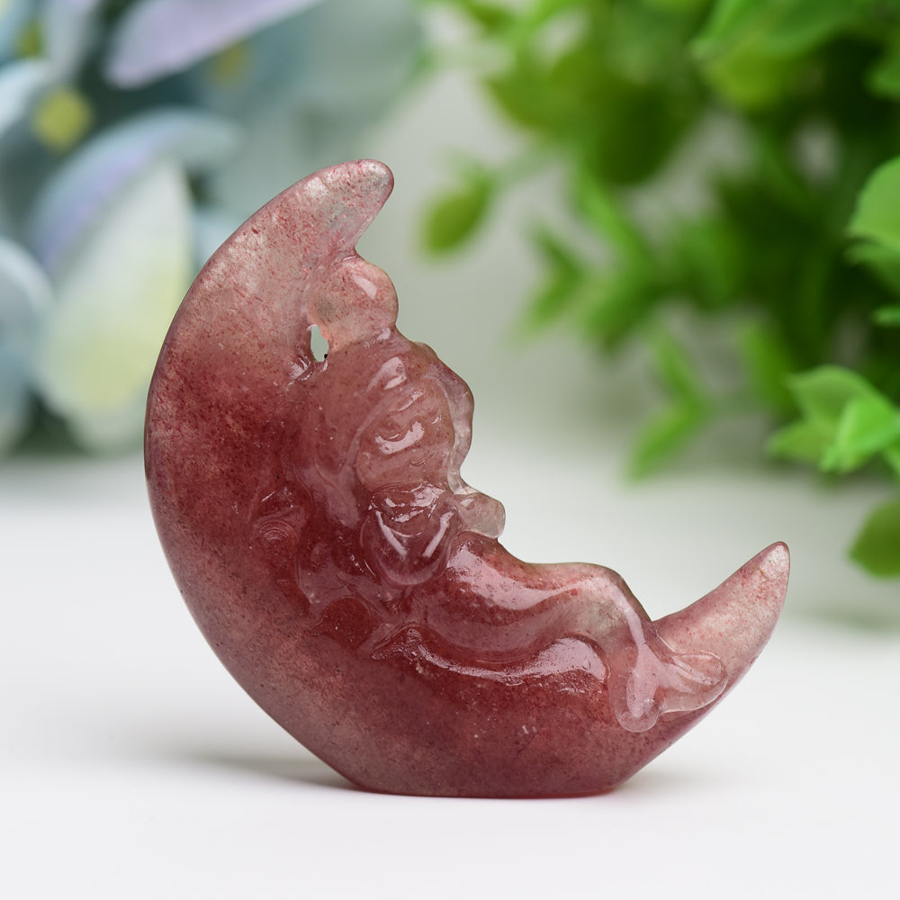 2.1-inch Fairy Moon Crystal Figurine Hand-Carved