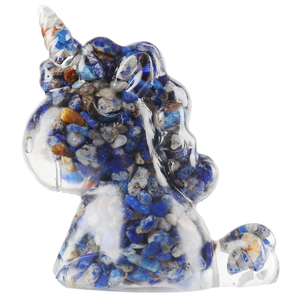 2.1-Inch Lapis Resin Unicorn Crystal Figurine for Healing Energy