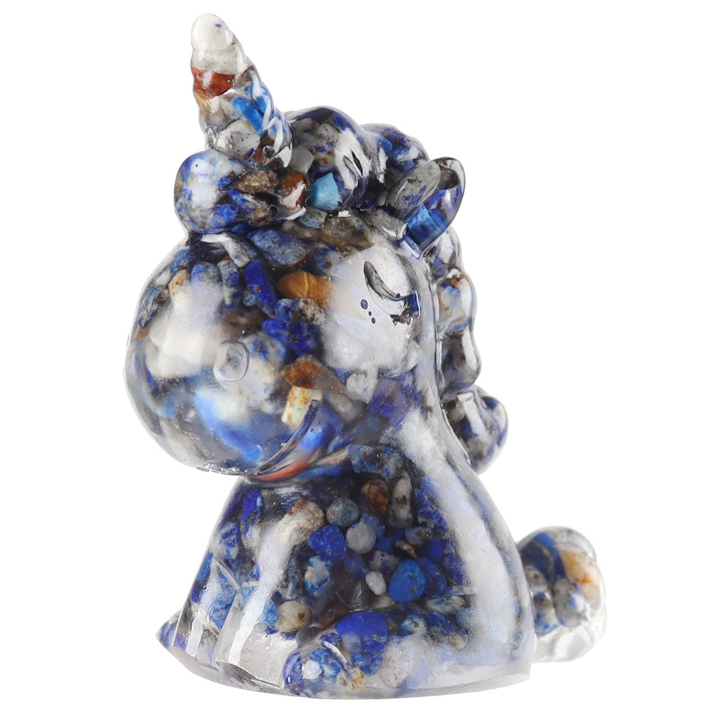 2.1-Inch Lapis Resin Unicorn Crystal Figurine for Healing Energy