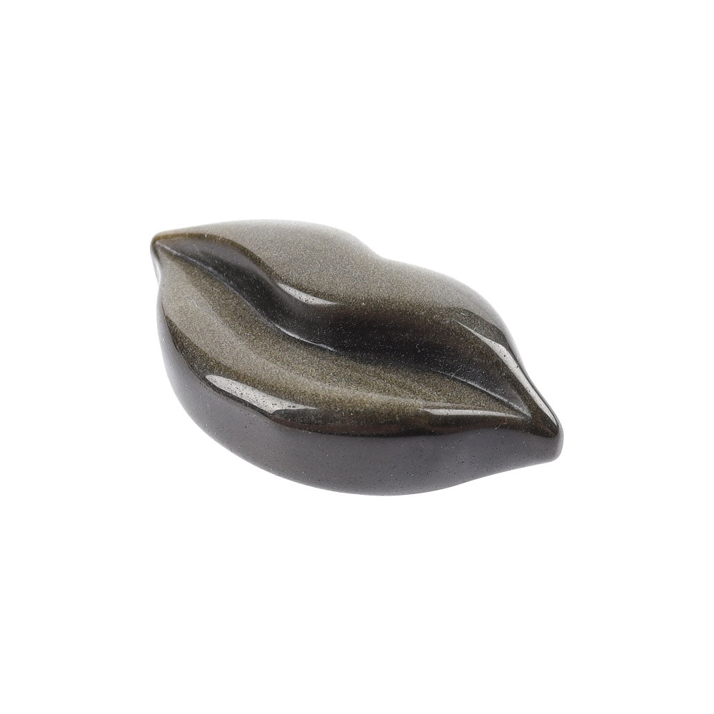 2.1 inch Silver Obsidian Lips Crystal Figurine Hand Carving