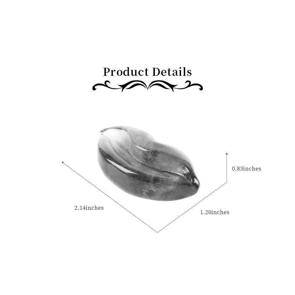 2.1 inch Silver Obsidian Lips Crystal Figurine Hand Carving