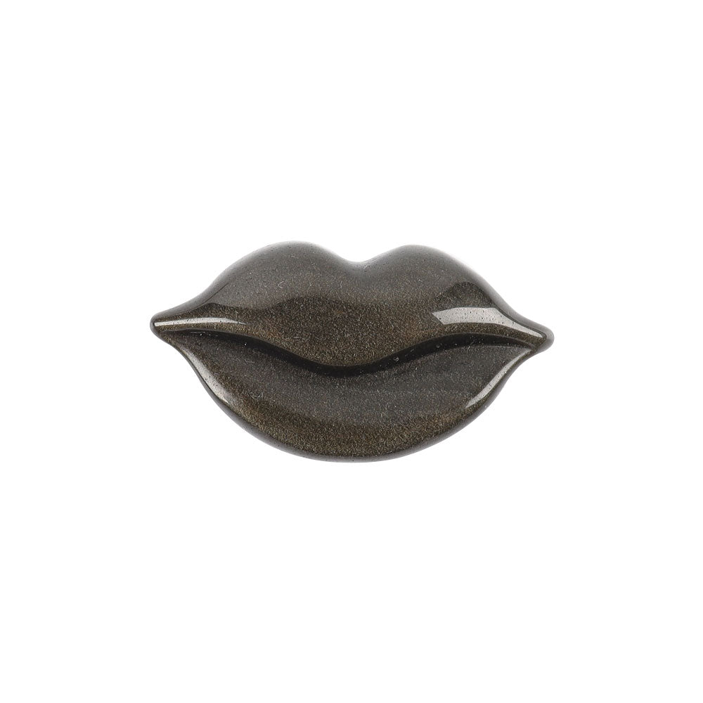 2.1 inch Silver Obsidian Lips Crystal Figurine Hand Carving