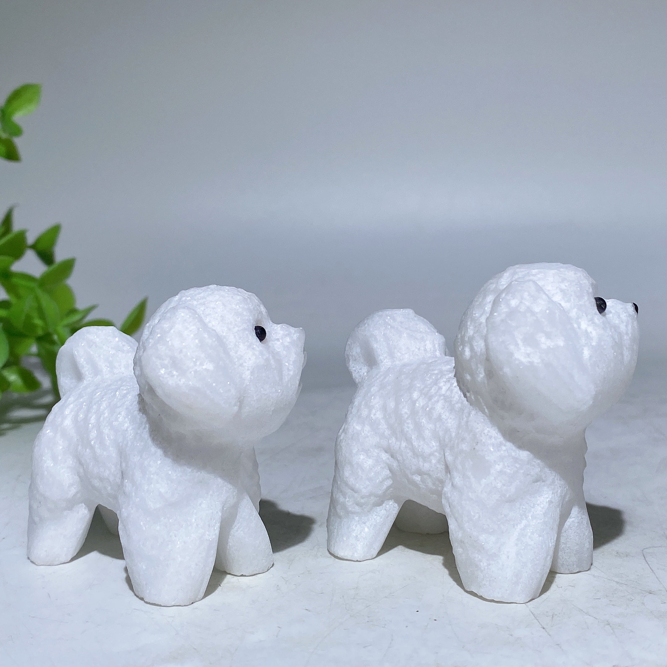 2.1-inch White Jade Crystal Dog Figurine for Healing