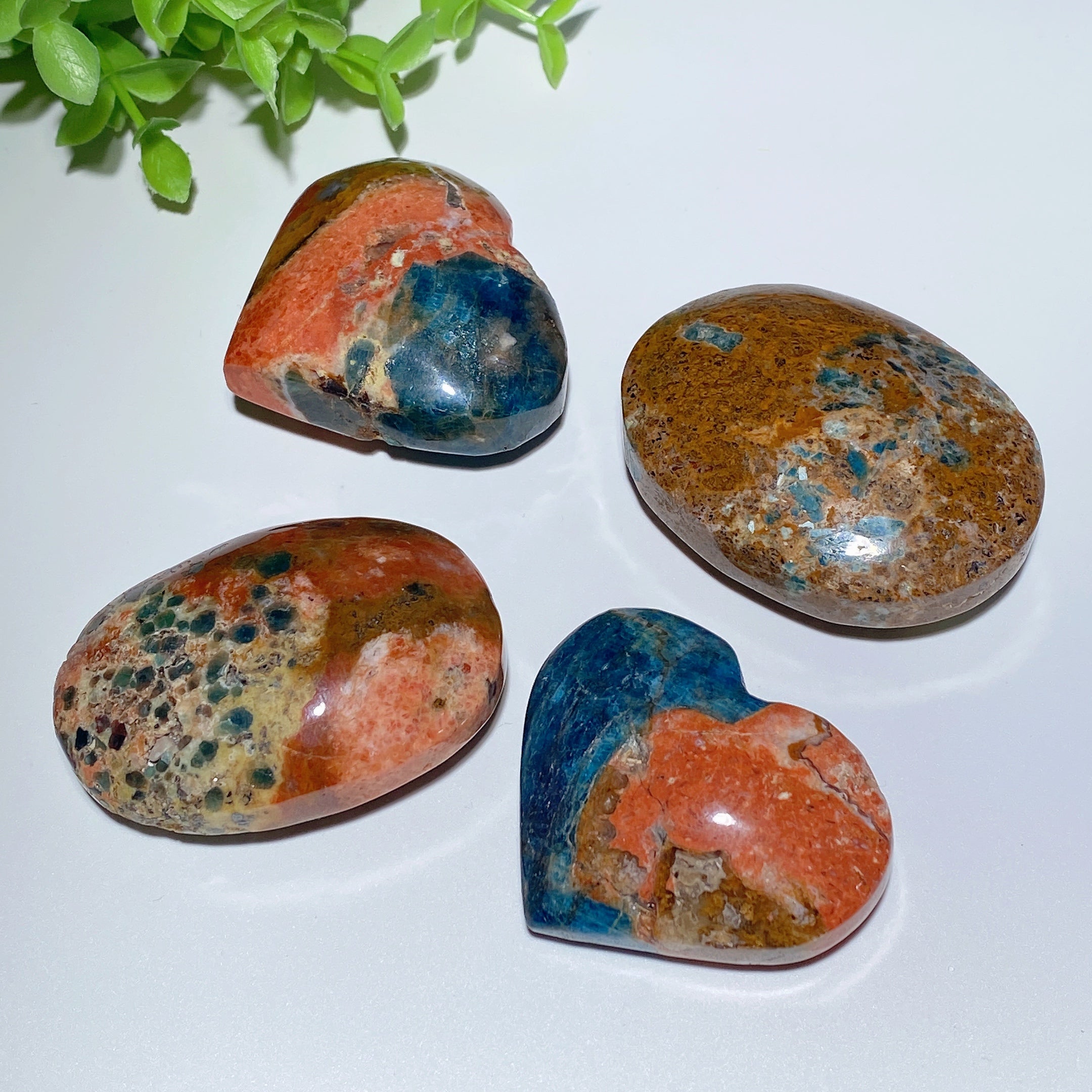 2.2-2.5" Blue Apatite & Sunstone Palm Heart Healing Stones