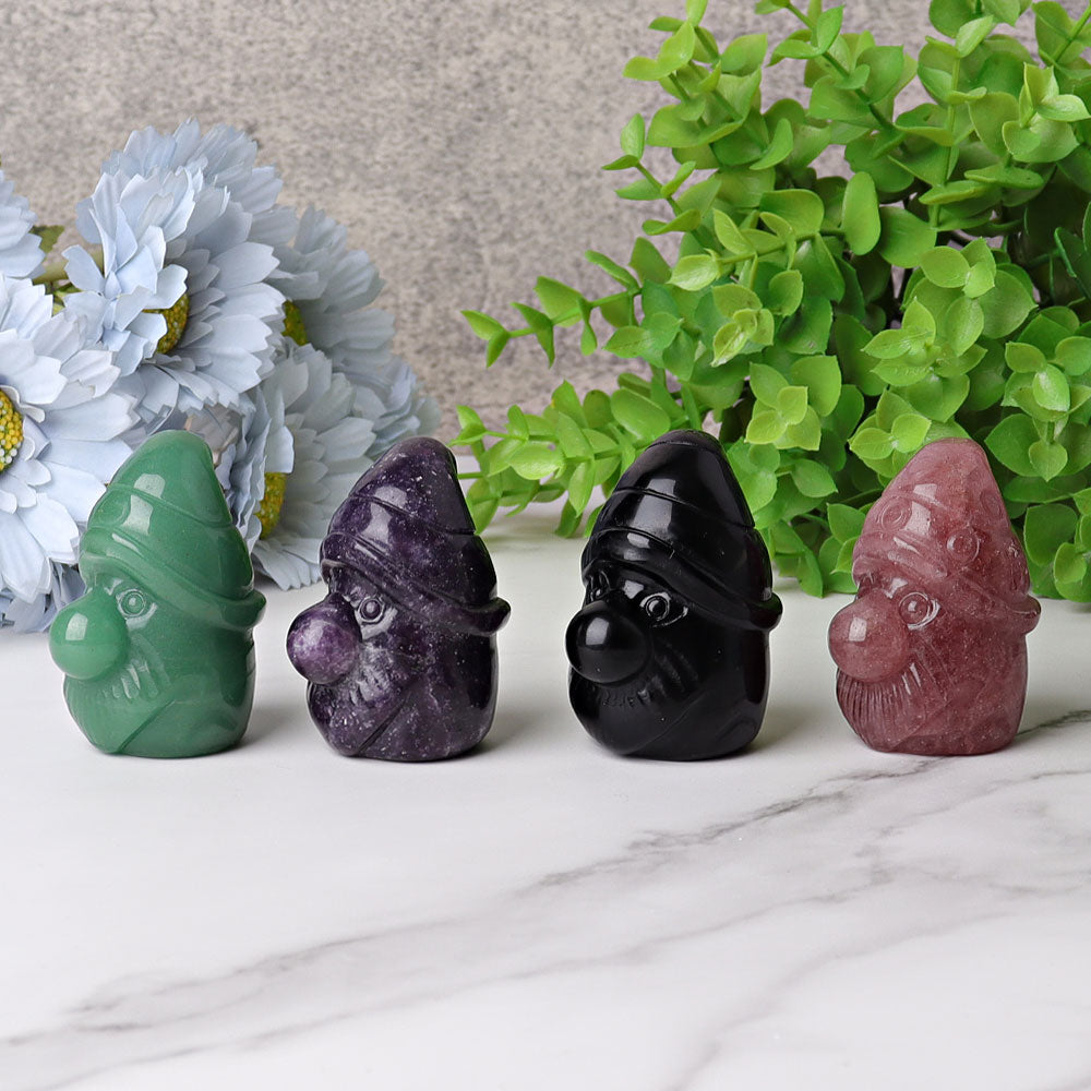 2.2 Inch Crystal Gnome Figurines in Aventurine & Quartz