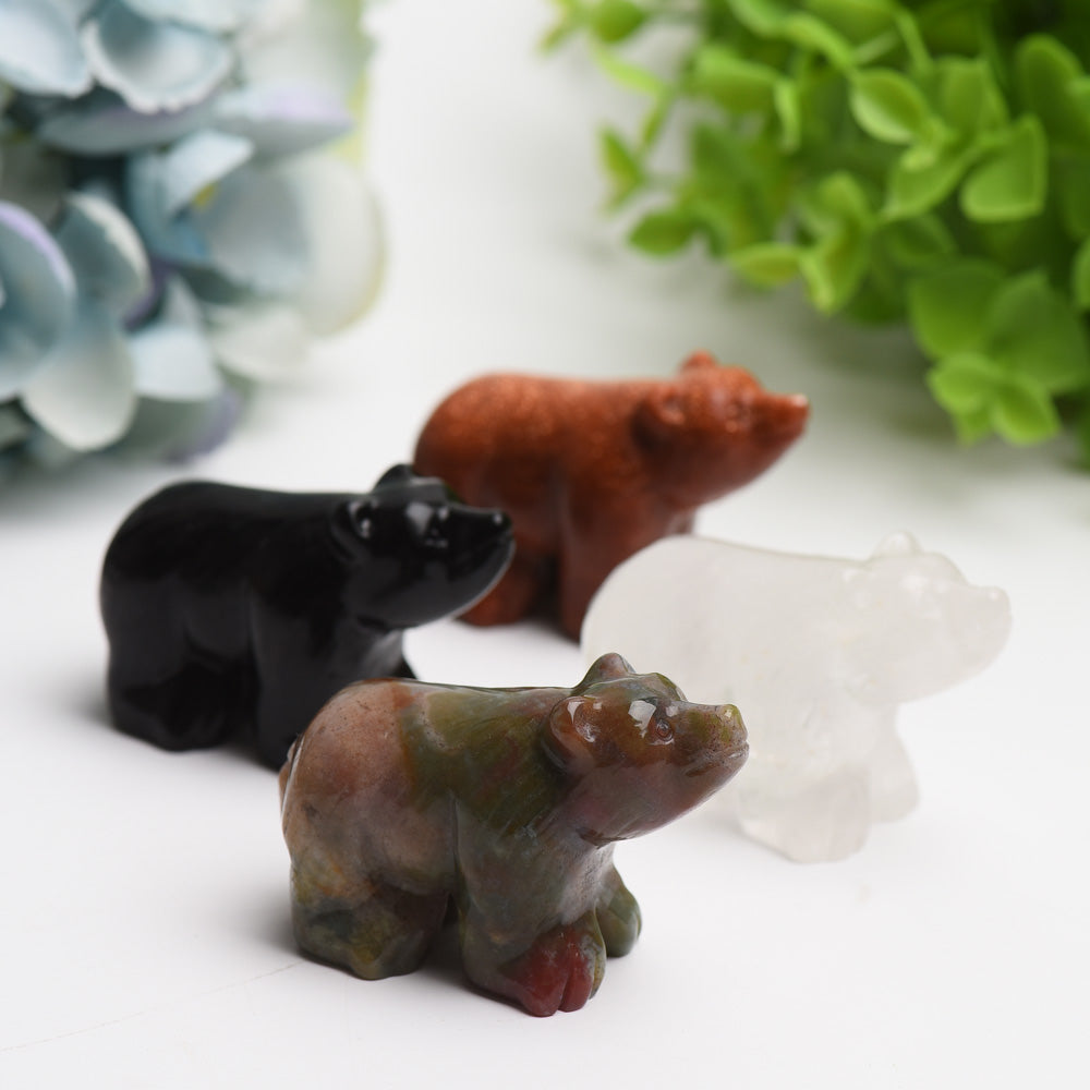 2.2 inch Mixed Crystal Bear Figurine for Healing, Collecting & Decor