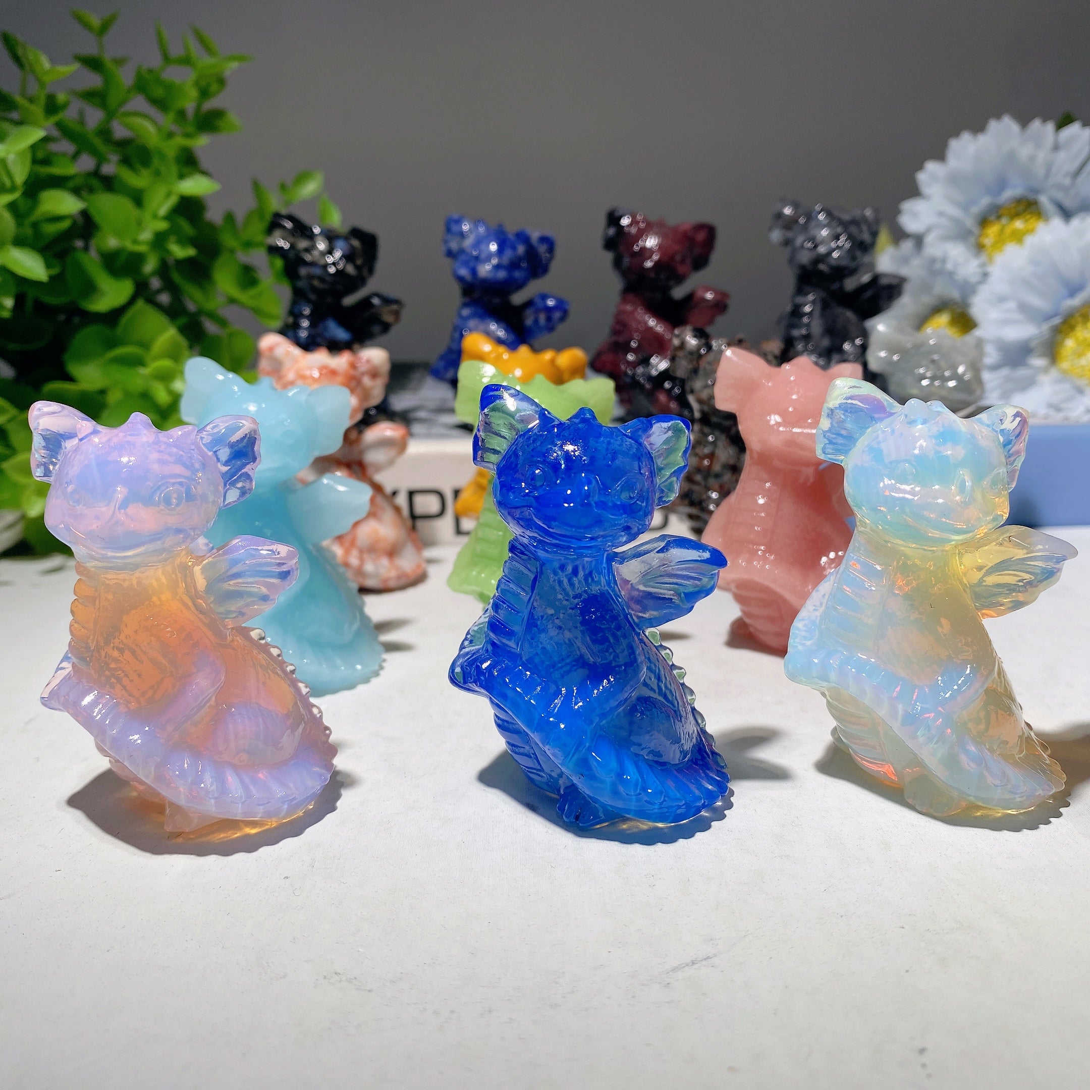 2.2-inch Mixed Crystal Dragon Carving for Healing