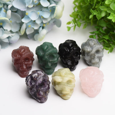 2.2-Inch Mixed Crystal Skull Carvings for Spiritual Healing