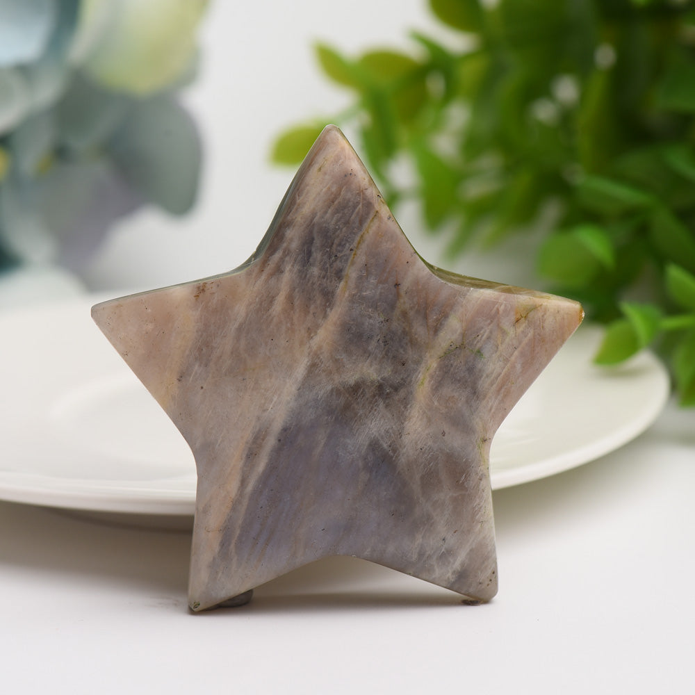 2.2 Inch Peach Moonstone Star Crystal Carving for Healing