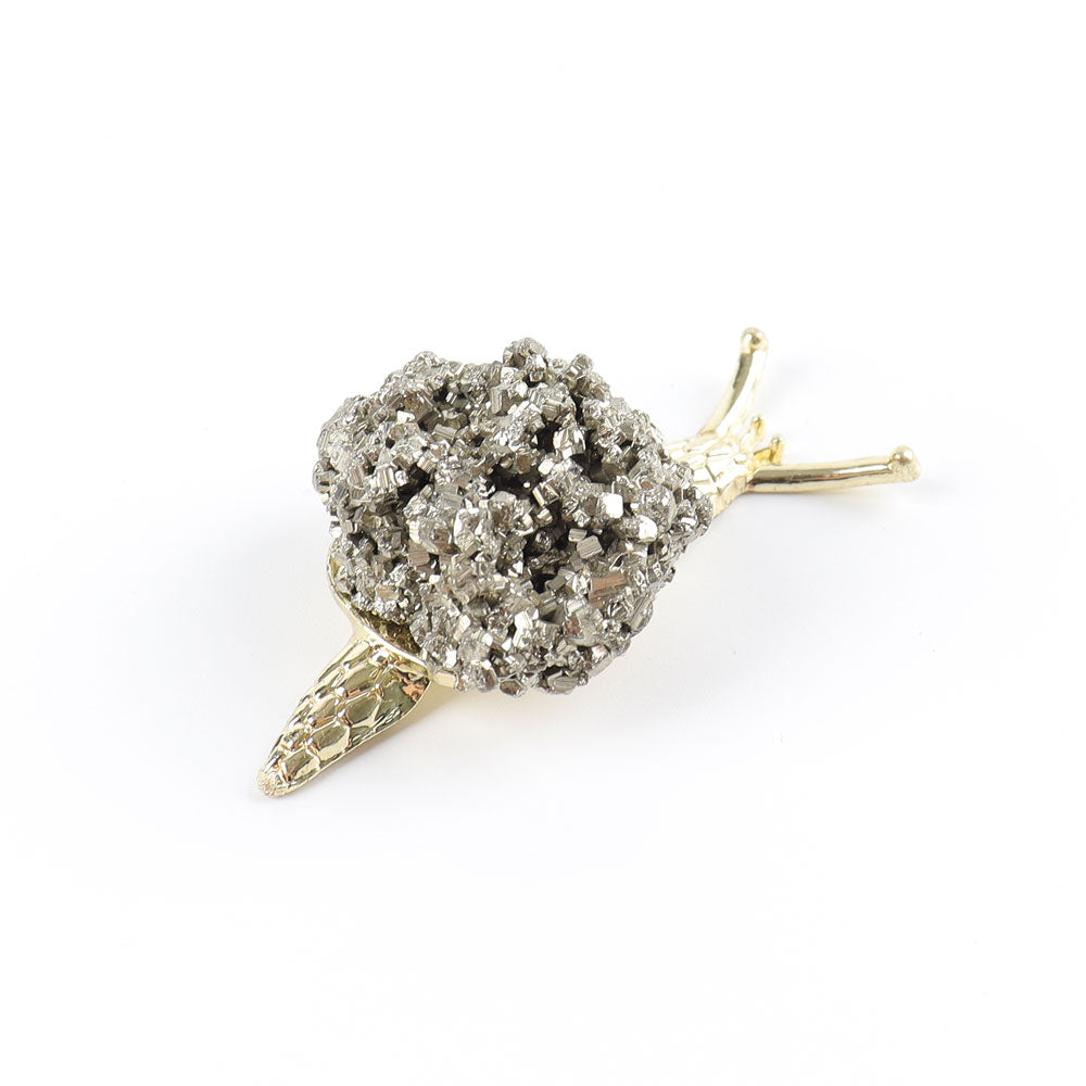 2.2-inch Raw Pyrite Snail Figurine for Spiritual Energy