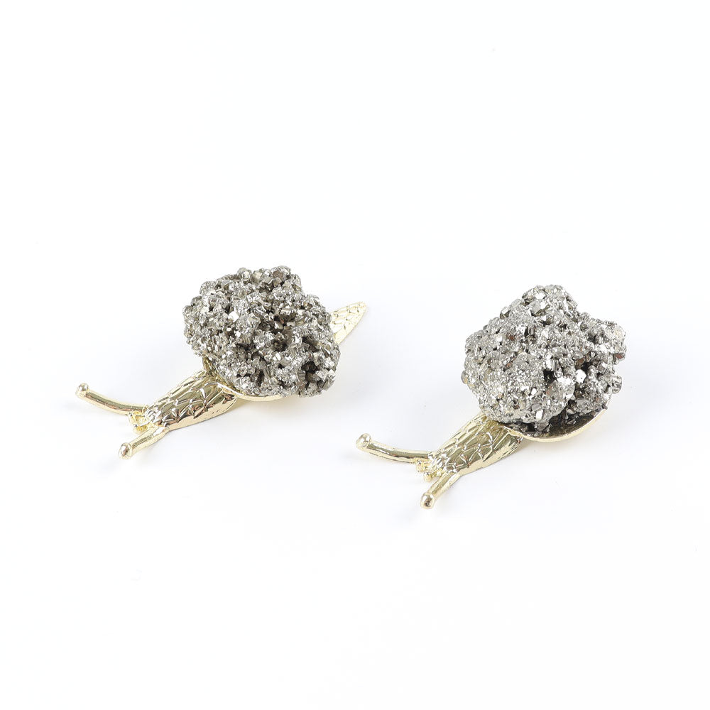 2.2-inch Raw Pyrite Snail Figurine for Spiritual Energy
