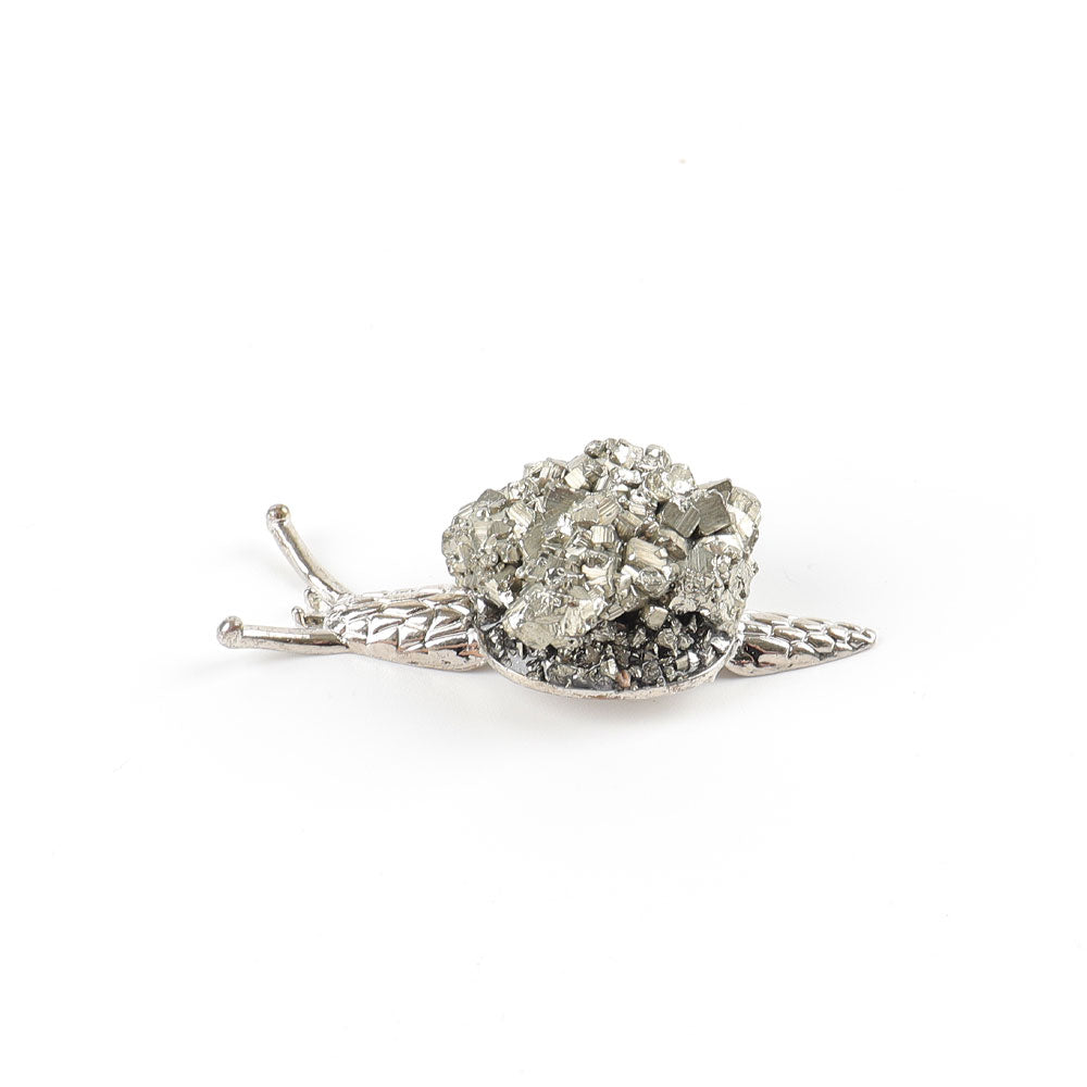 2.2-inch Raw Pyrite Snail Figurine for Spiritual Energy