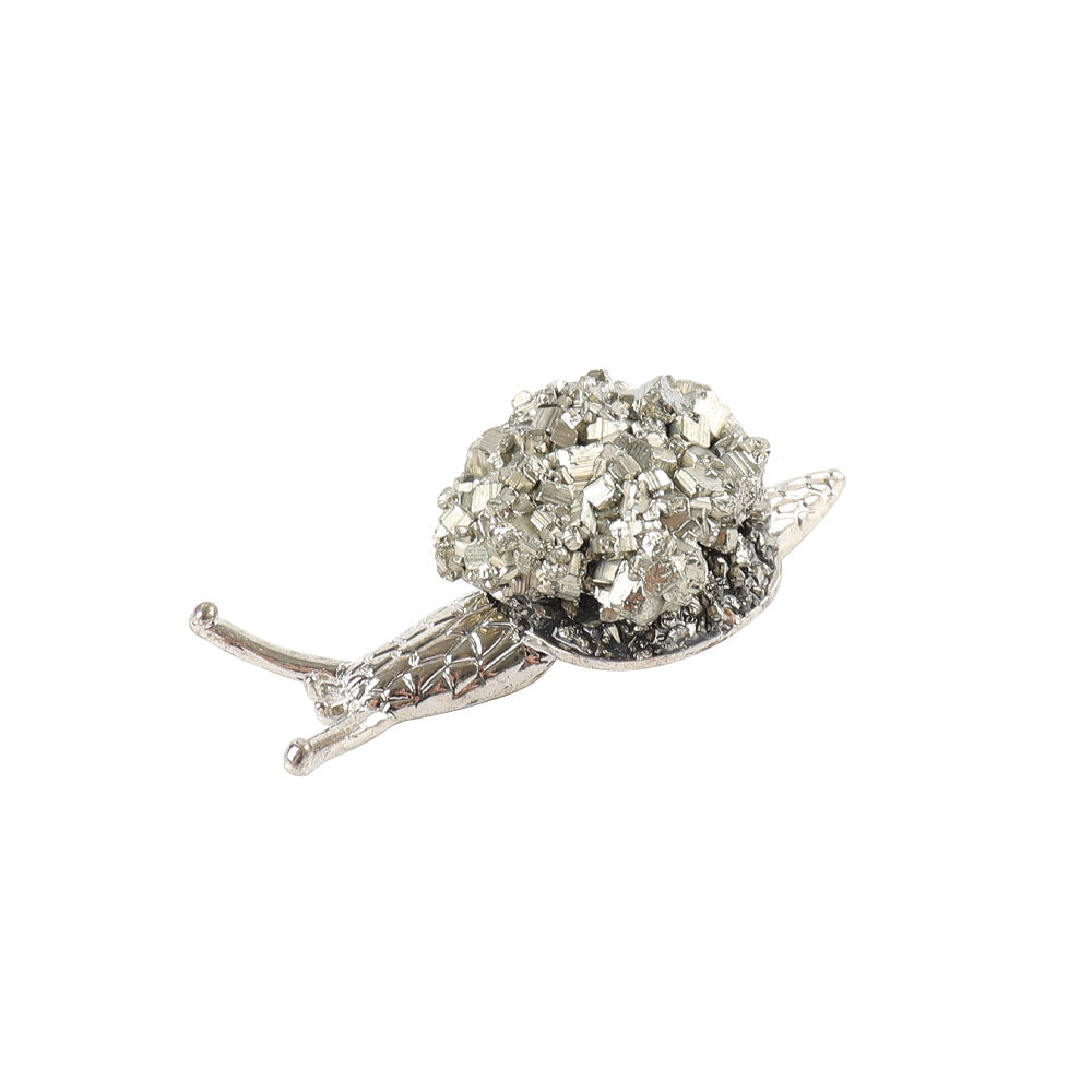 2.2-inch Raw Pyrite Snail Figurine for Spiritual Energy