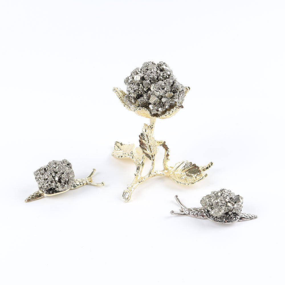 2.2-inch Raw Pyrite Snail Figurine for Spiritual Energy