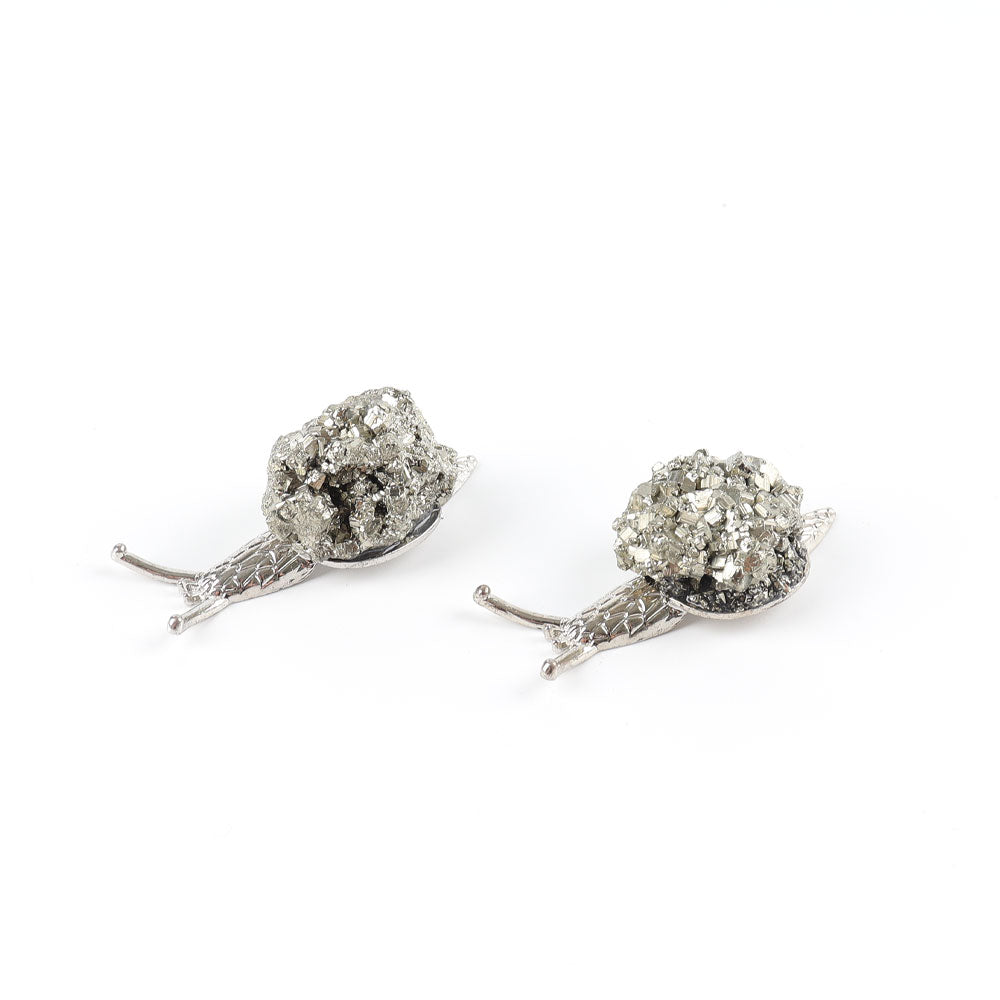2.2-inch Raw Pyrite Snail Figurine for Spiritual Energy