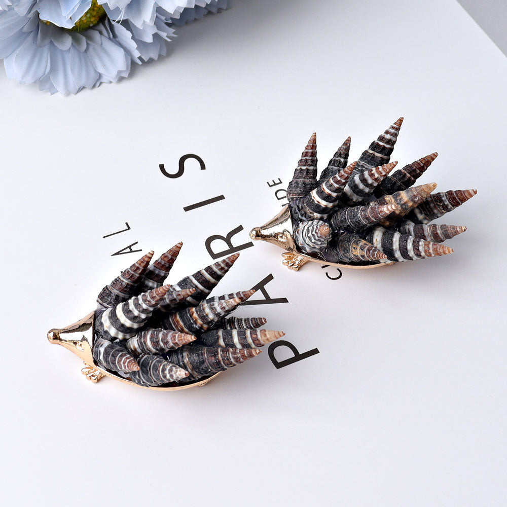 2.2-inch Shell Hedgehog Figurine Spiritual Animal Carving