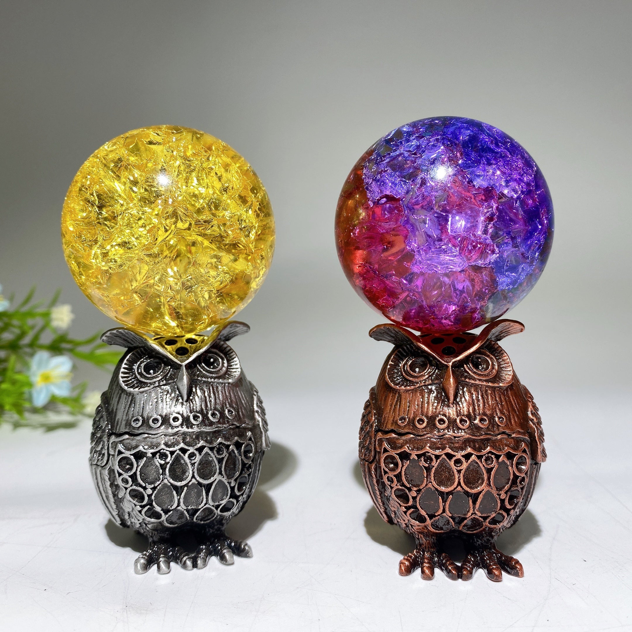 2.2 inch Silver Owl Shape Animal Figurine Stand