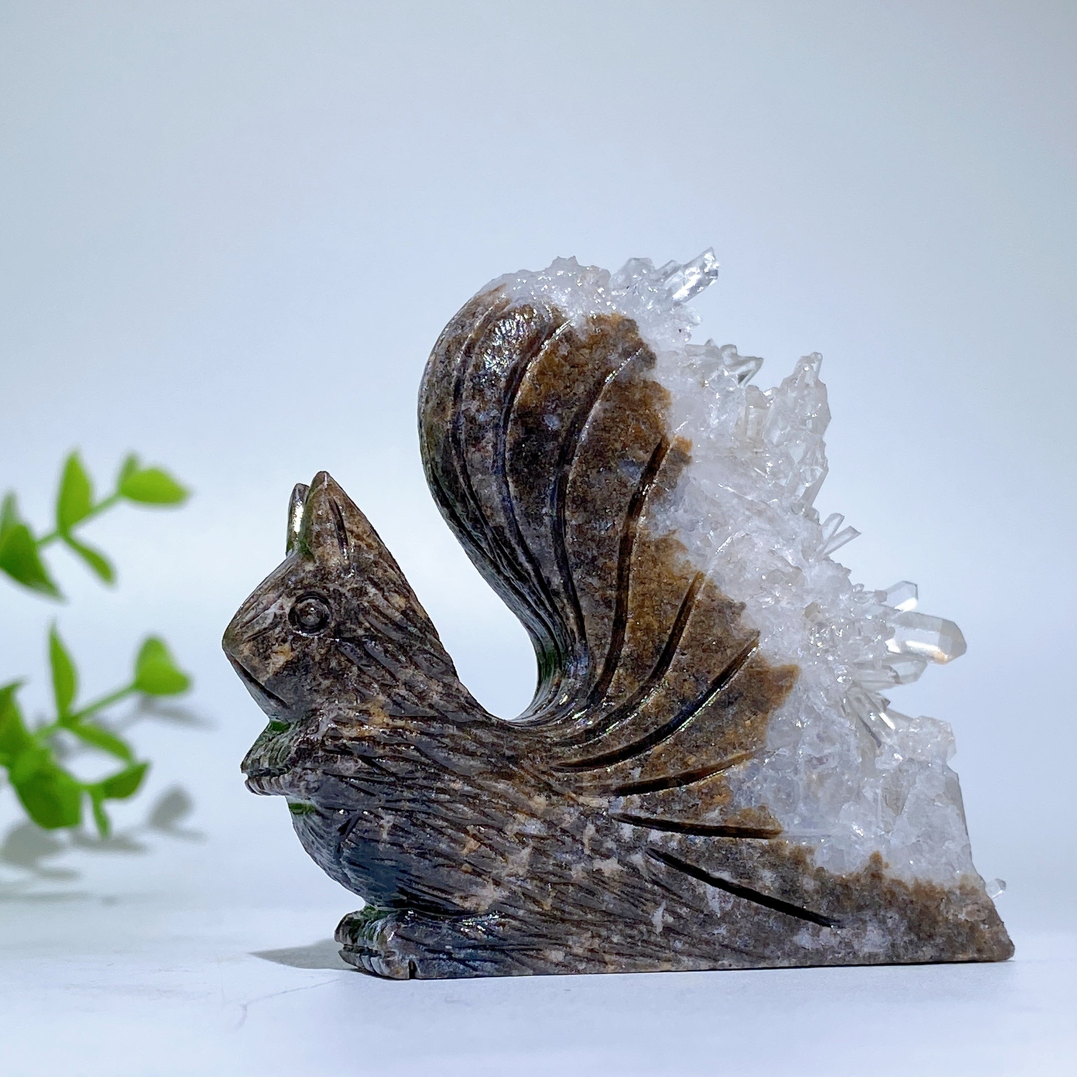 2.3-2.5 inch Clear Quartz Squirrel Crystal Carving