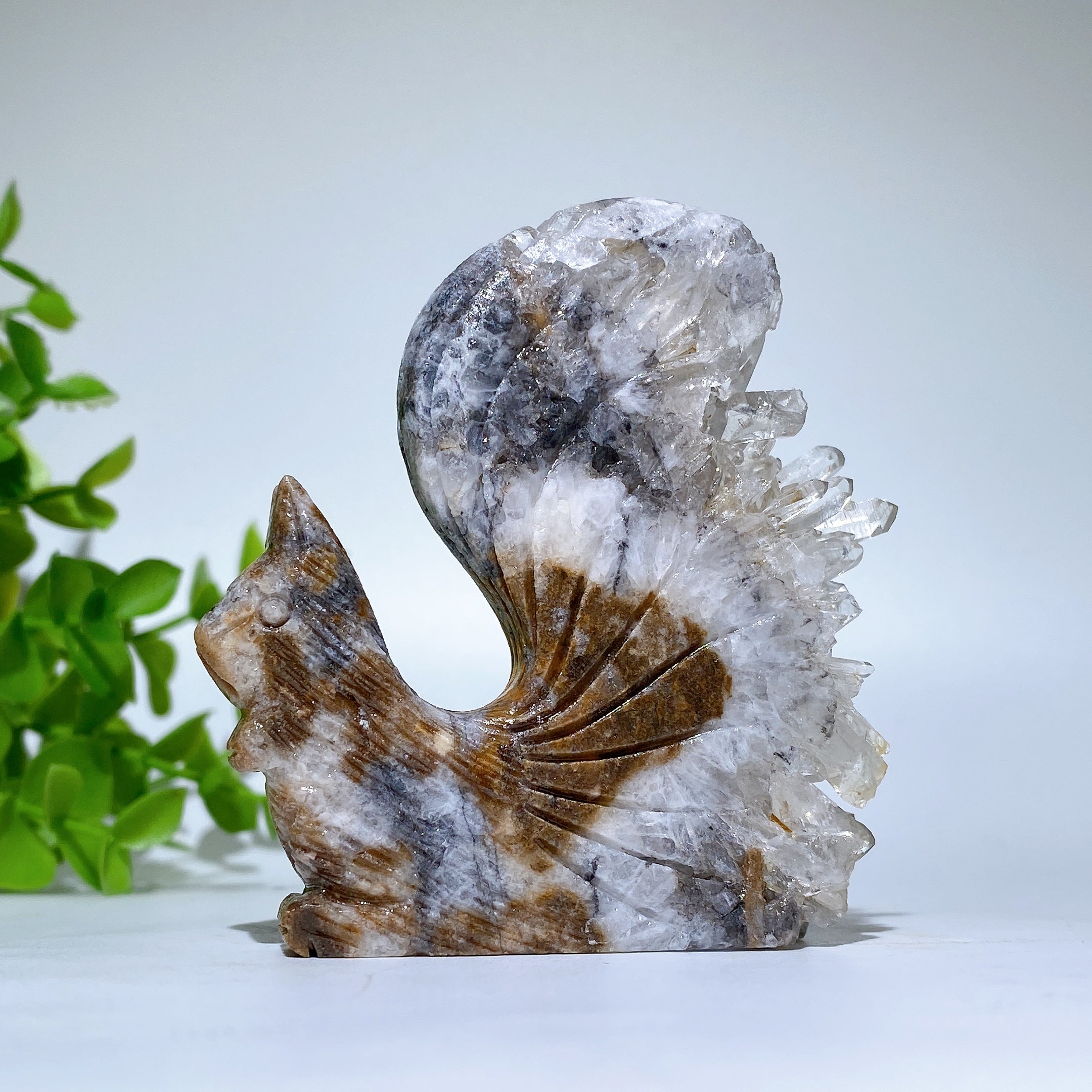 2.3-2.5 inch Clear Quartz Squirrel Crystal Carving