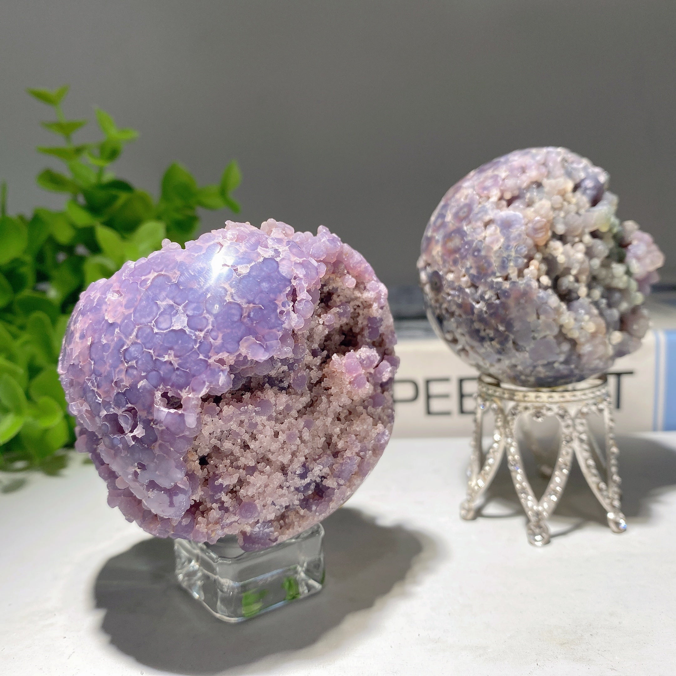 2.3-2.5 inch Grape Agate Sphere for Chakra Healing