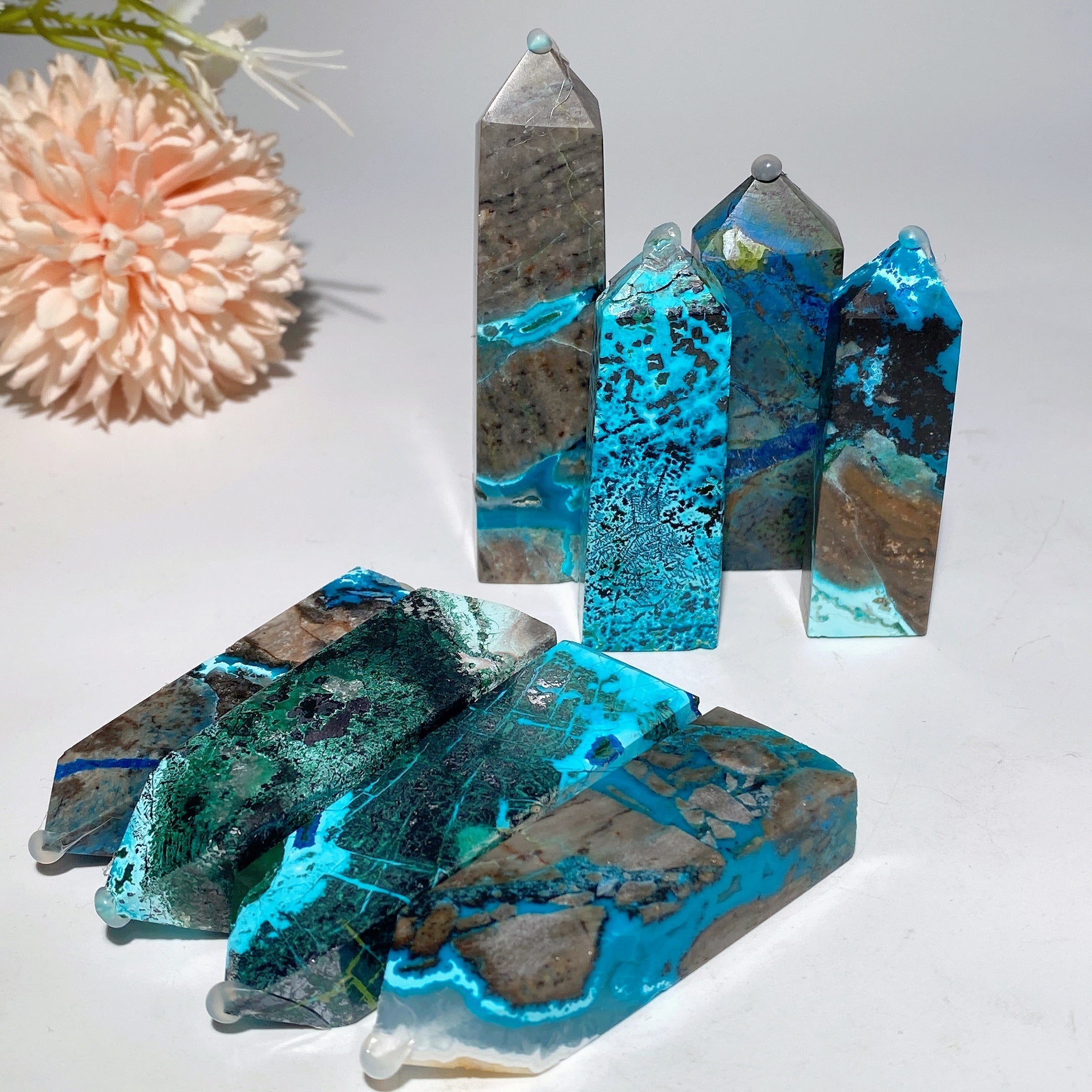 2-3.2 inch Chrysocolla Point Crystal for Healing Energy