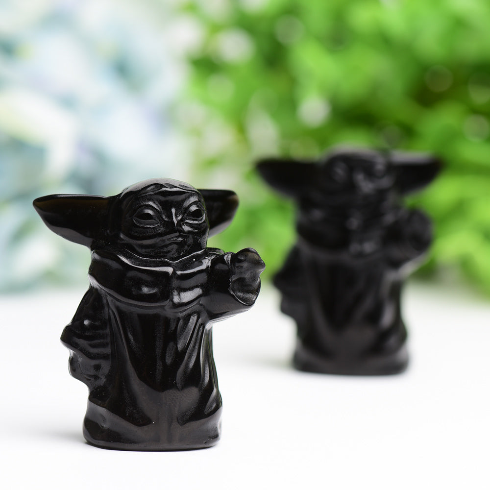2.3 inch Black Obsidian Master Crystal Figurine Carving