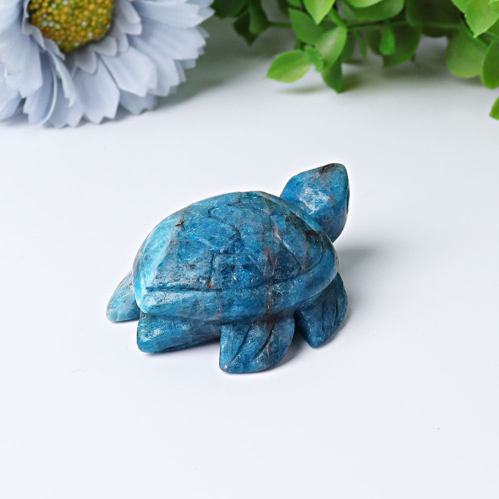 2.3 inch Blue Apatite Sea Turtle Crystal Carving for Prosperity & Protection