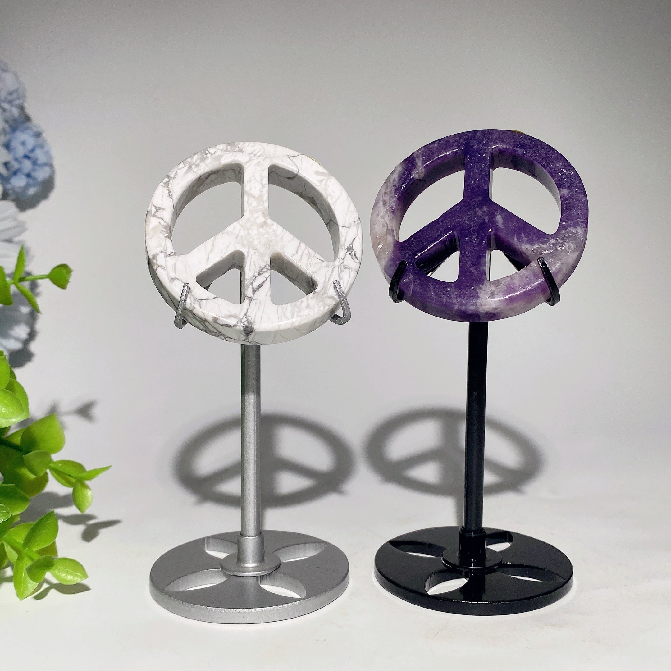 2.3 Inch Crystal Peace Sign Figurine for Healing & Decor