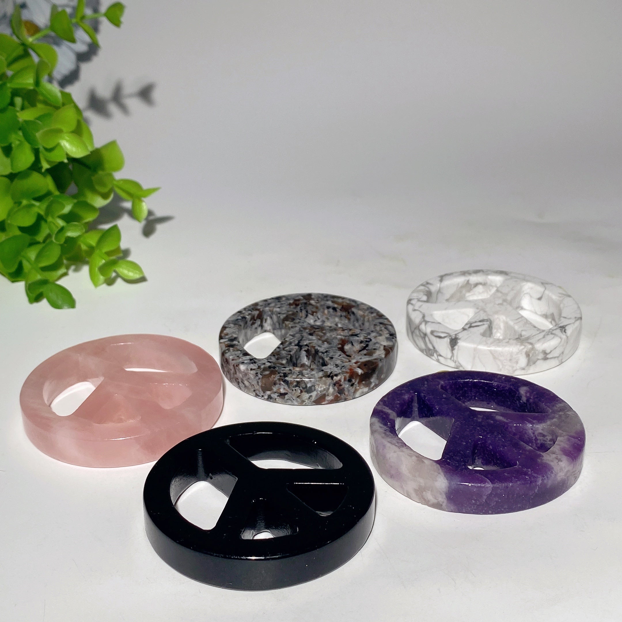 2.3 Inch Crystal Peace Sign Figurine for Healing & Decor