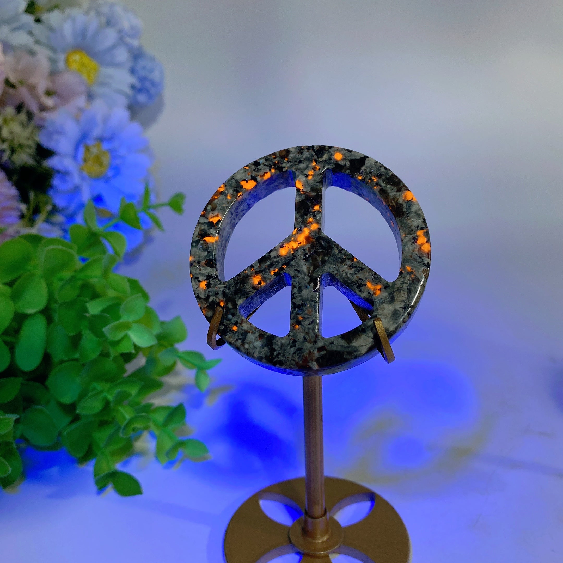 2.3 Inch Crystal Peace Sign Figurine for Healing & Decor