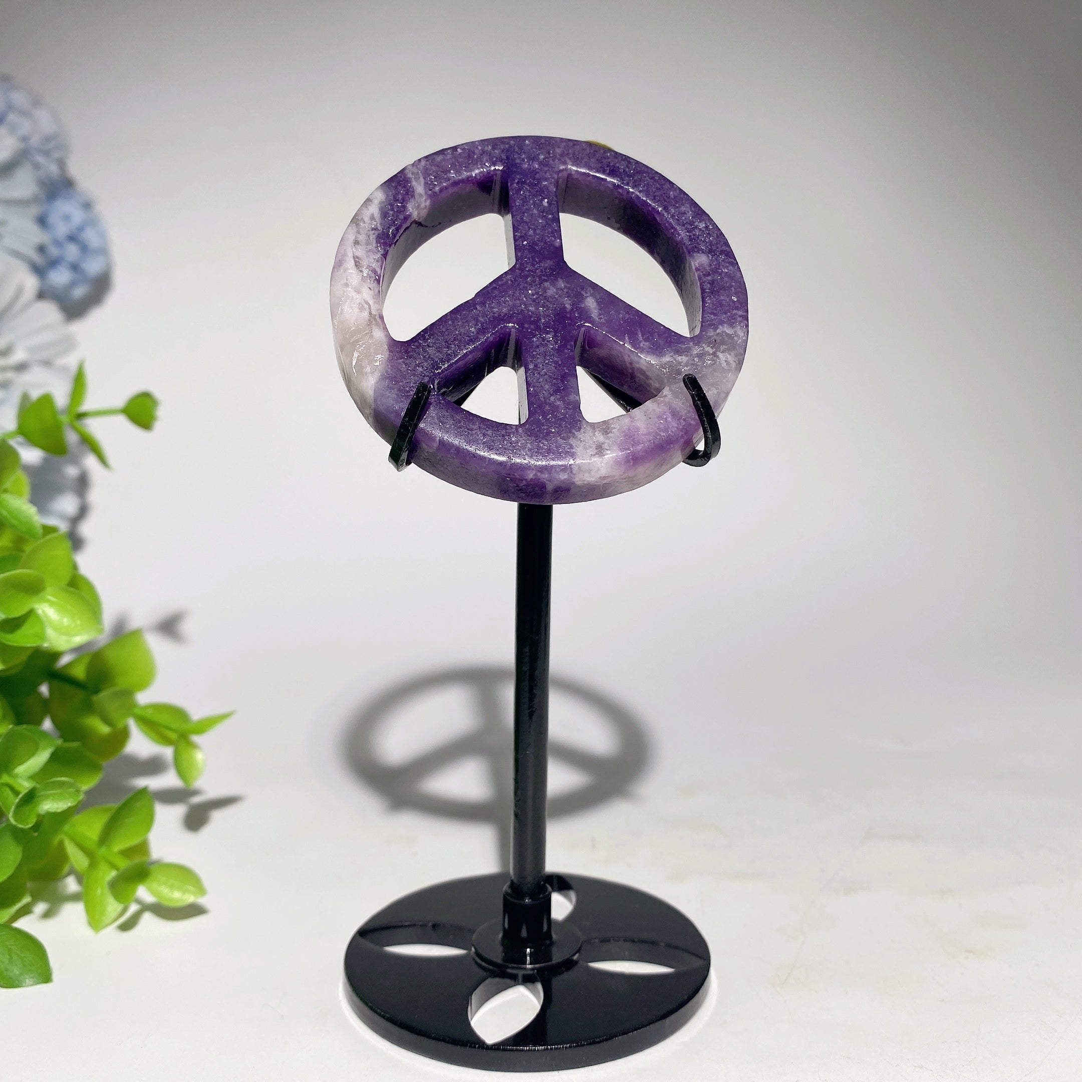 2.3 Inch Crystal Peace Sign Figurine for Healing & Decor