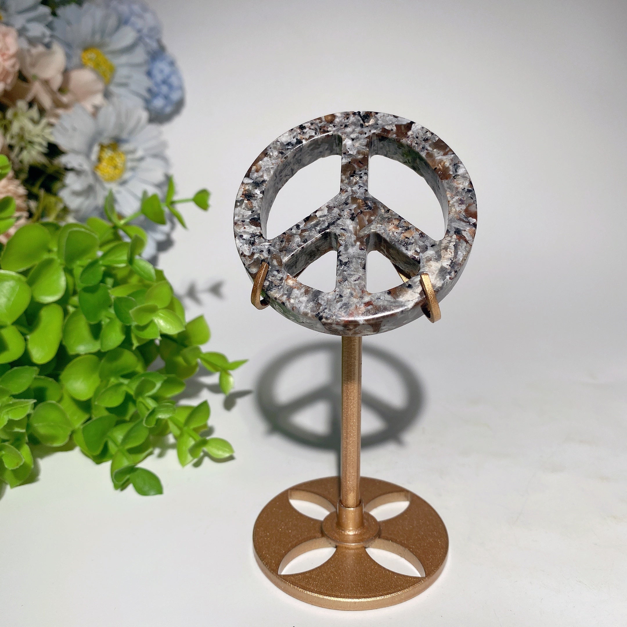 2.3 Inch Crystal Peace Sign Figurine for Healing & Decor