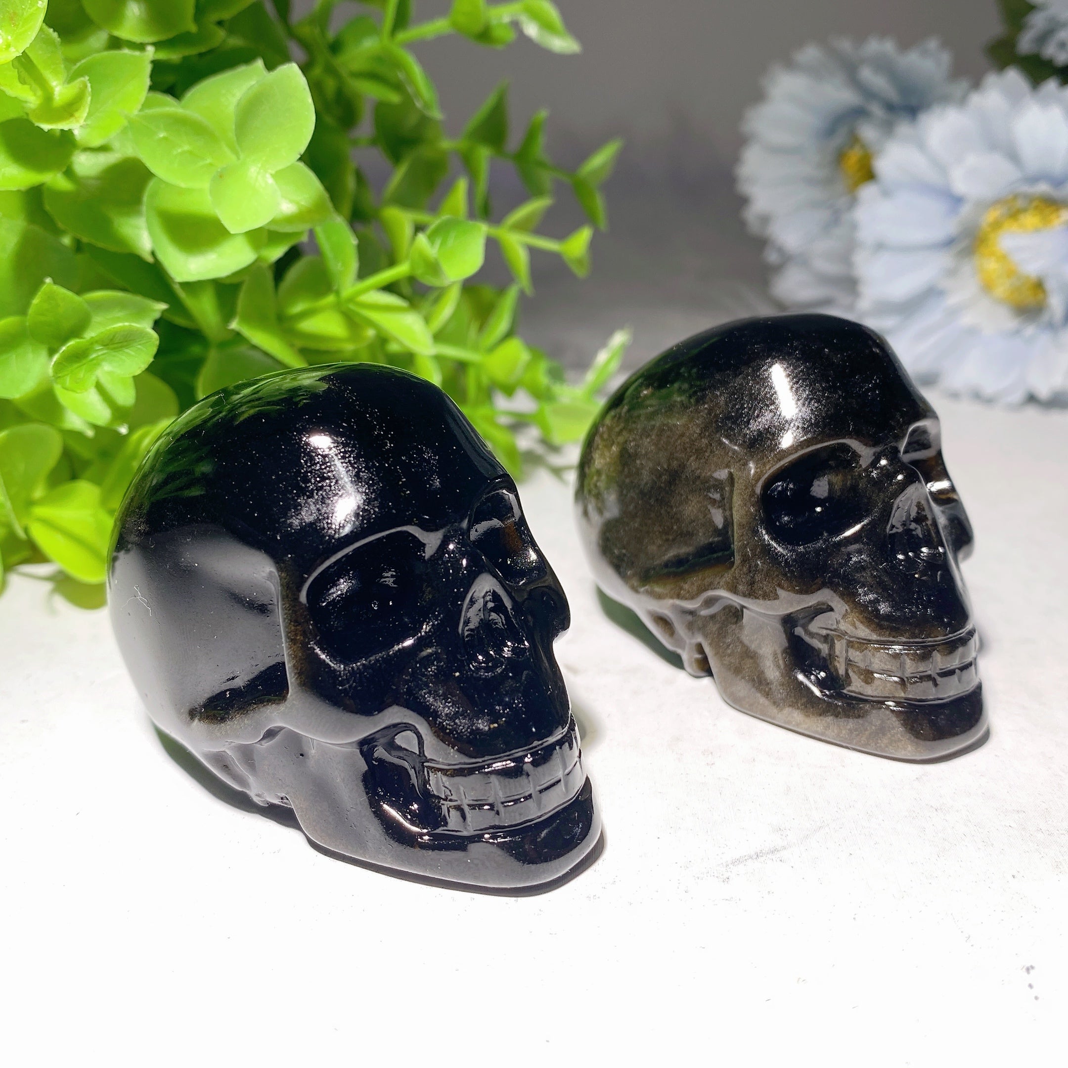 2.3 inch Golden Obsidian Skull Carving for Crystal Healing and Meditation