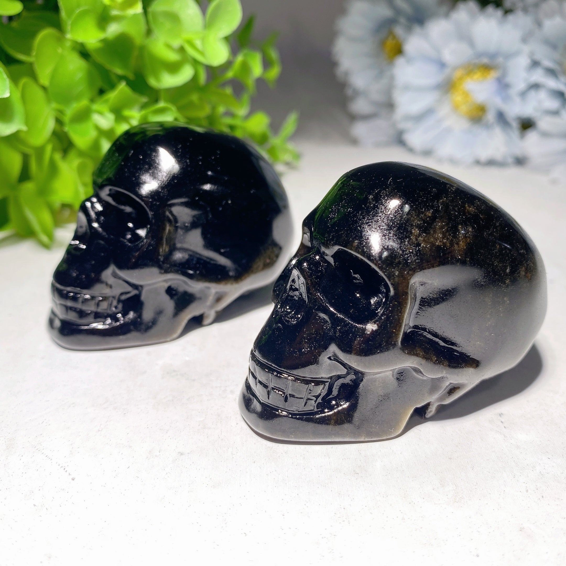 2.3 inch Golden Obsidian Skull Carving for Crystal Healing and Meditation