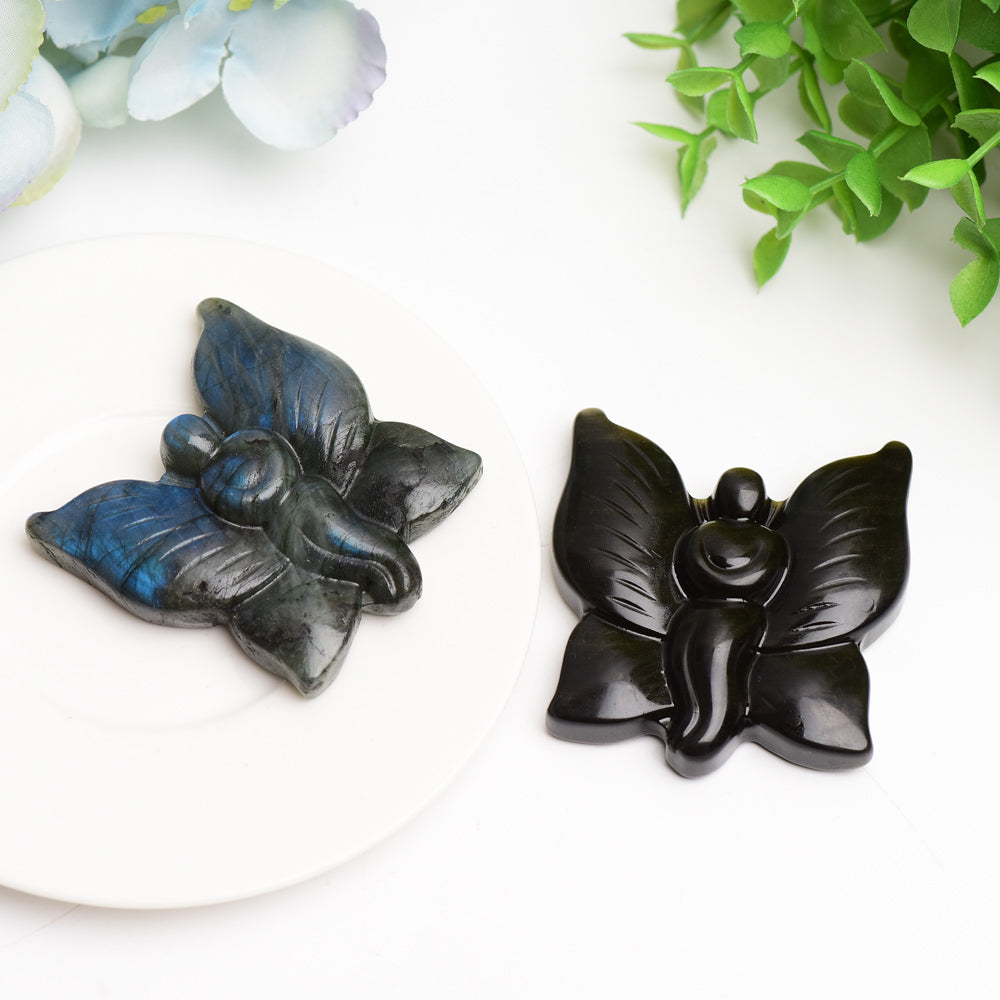 2.3 inch Labradorite and Golden Obsidian Butterfly Crystal Animals
