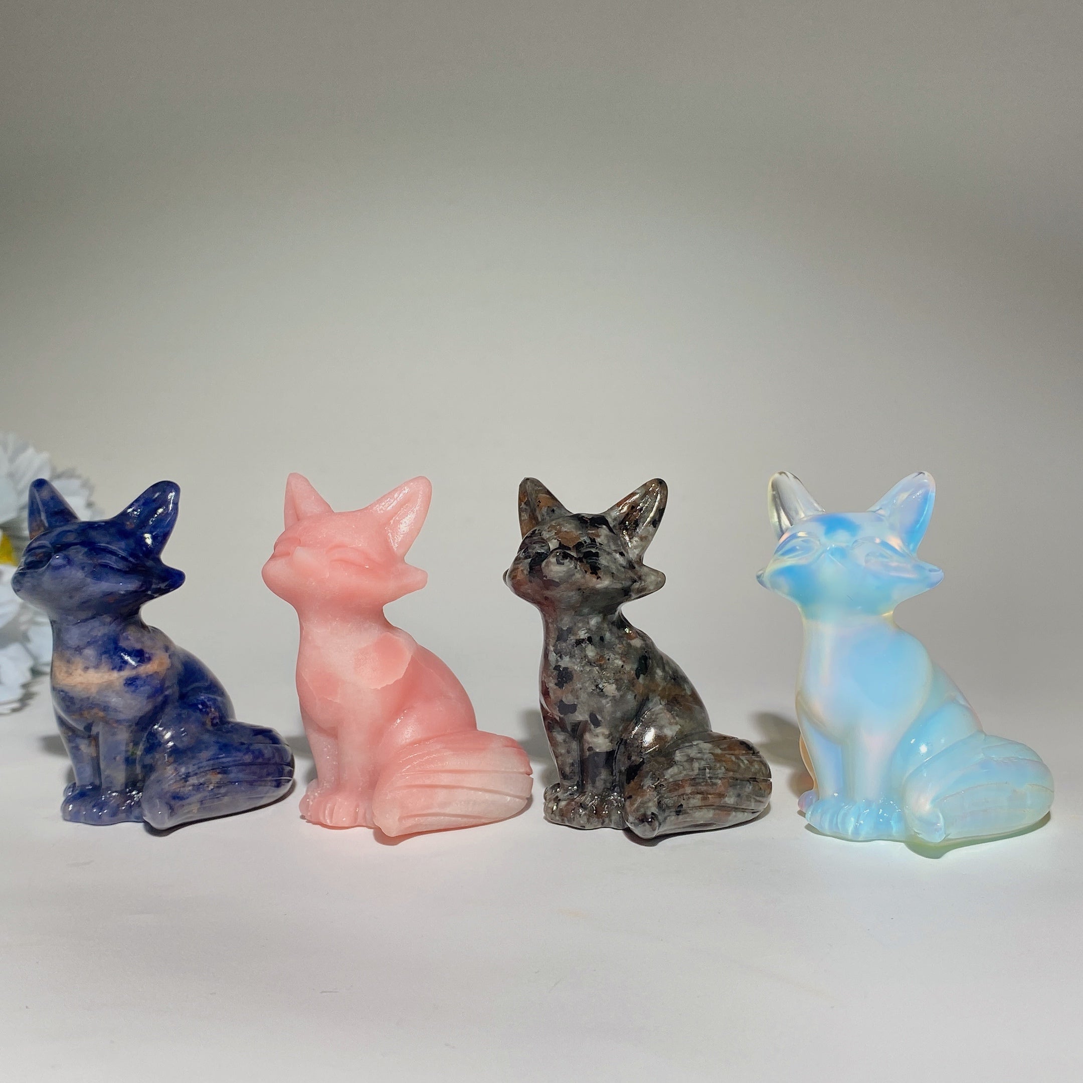 2.3 inch Mixed Crystal Fox Carving with Healing Energy