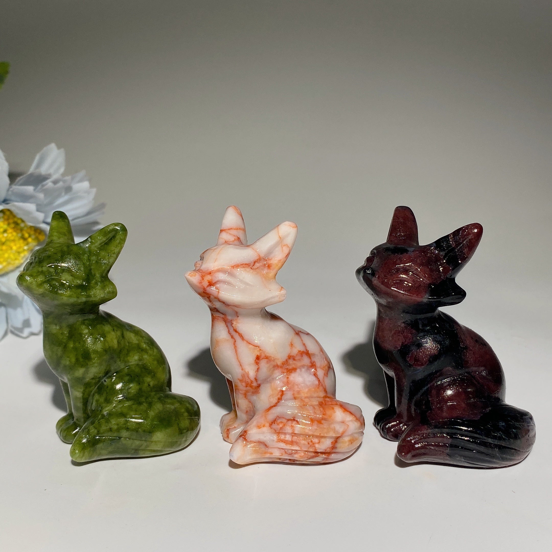 2.3 inch Mixed Crystal Fox Carving with Healing Energy