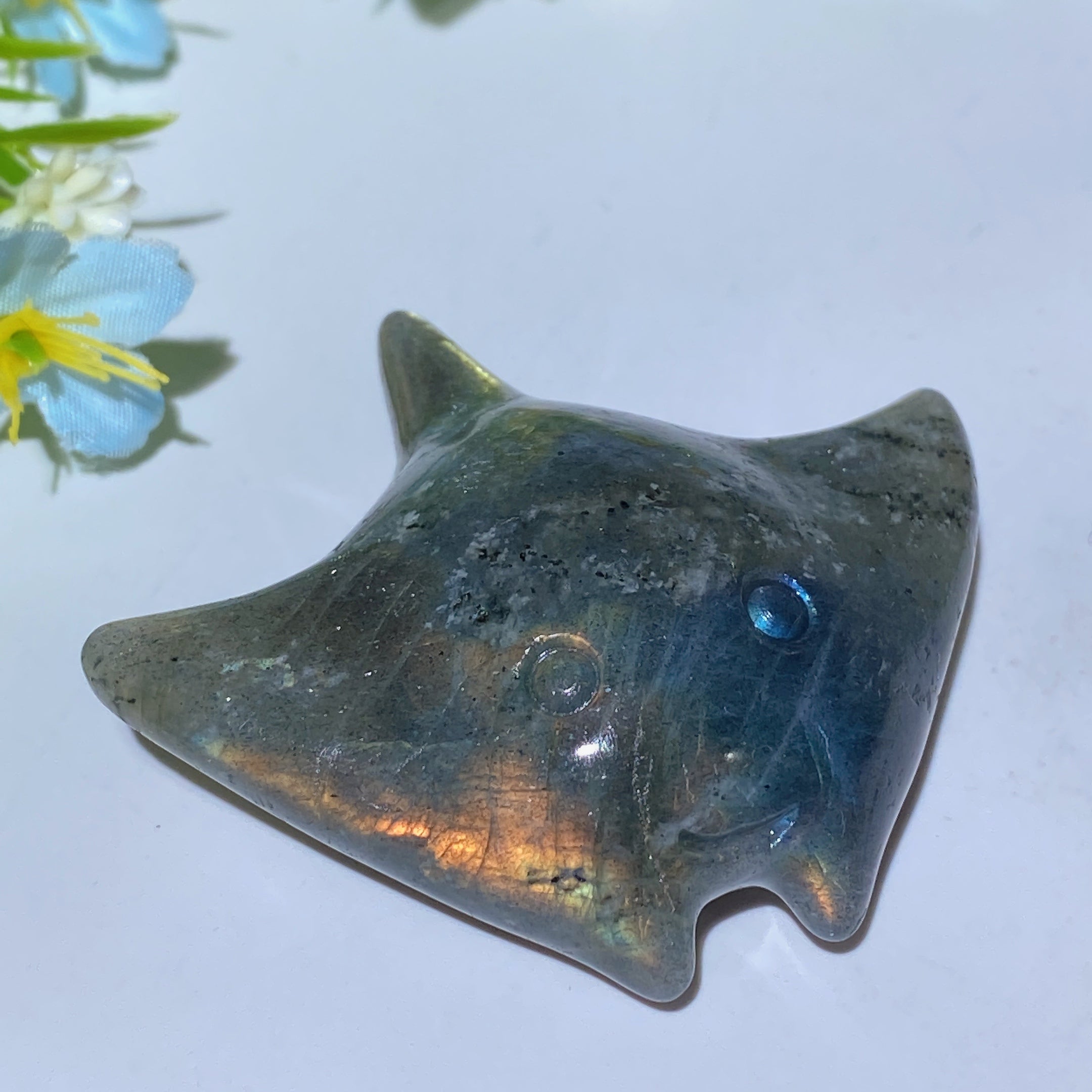 2.3-inch Mixed Crystal Manta Carving Figurines for Healing