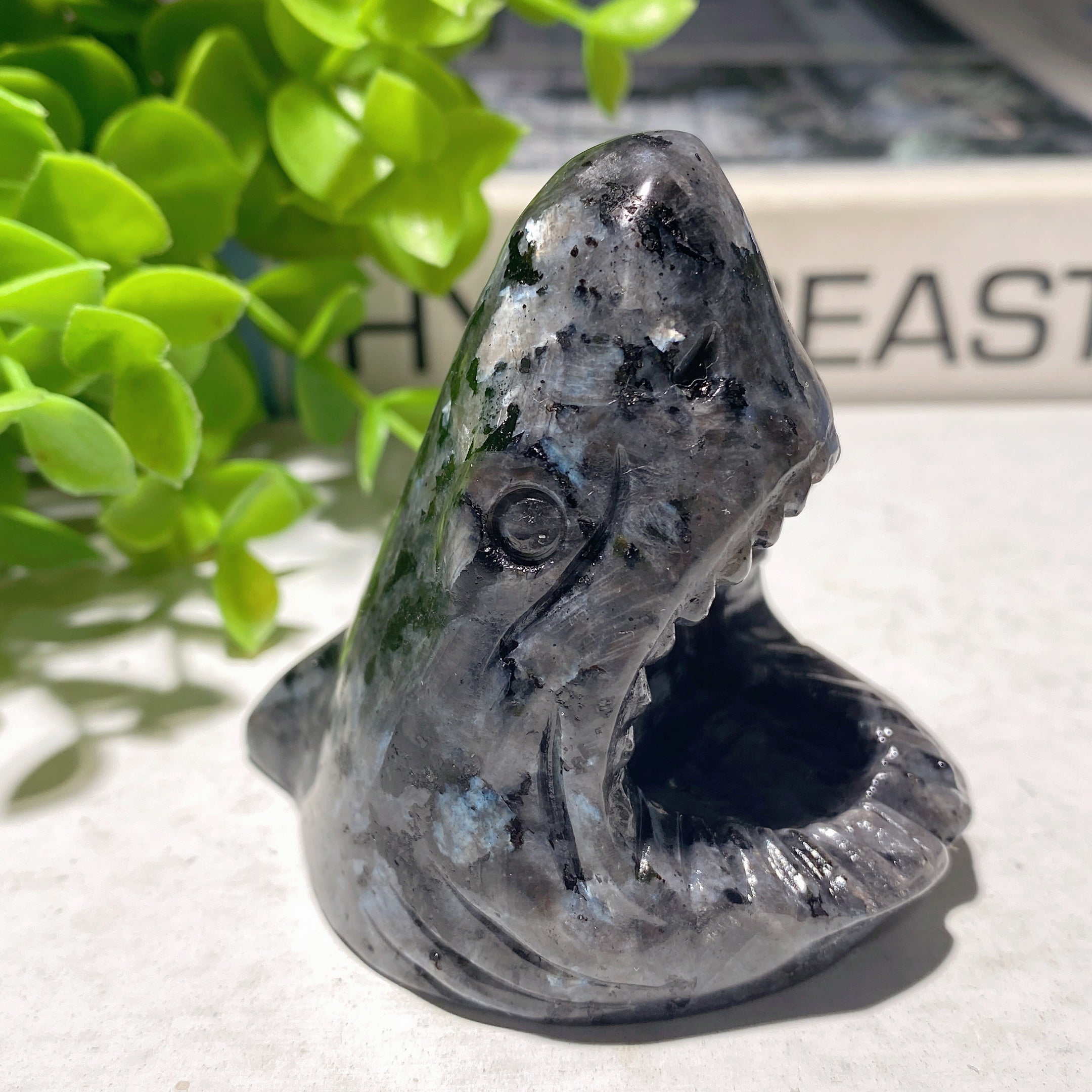 2.3 inch Mixed Crystal Shark's Head Carving Figurine