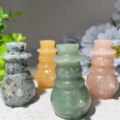 2.3 inch Mixed Crystal Snowman Carving for Spiritual Healing