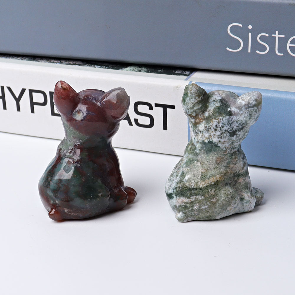 2.3 Inch Moss Agate Crystal Dog Figurine