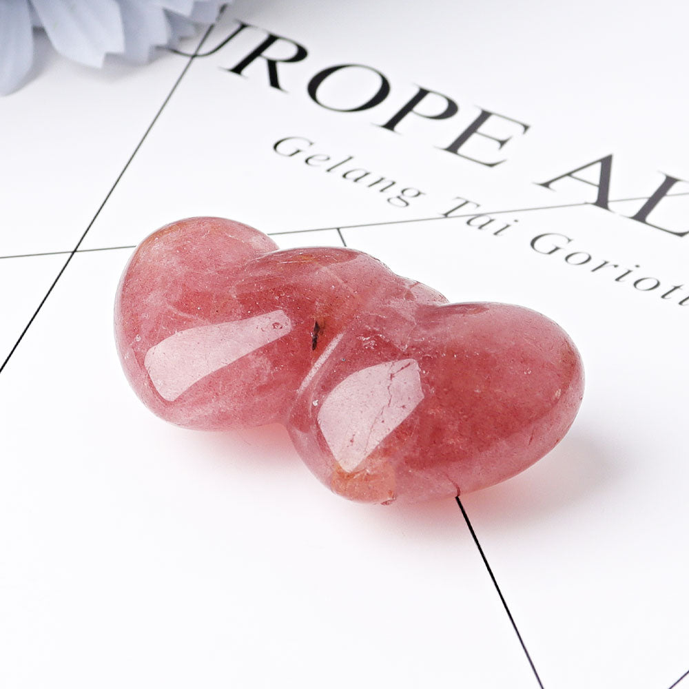 2.3 Inch Pink Double Heart Crystal Figurine