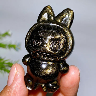 2.3 Inch Rainbow Moonstone & Golden Obsidian Crystal Figurines