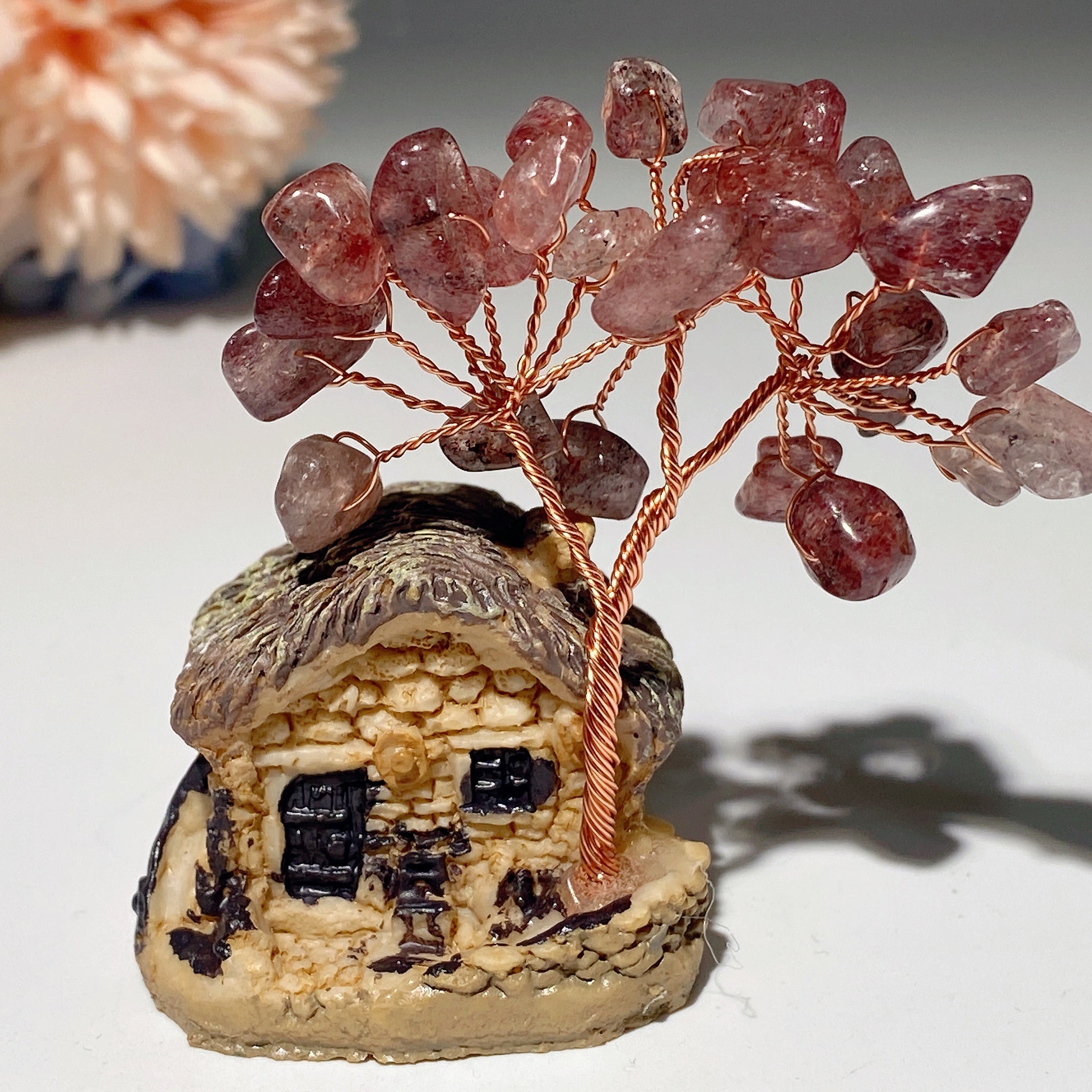 2.3 Inch Resin House Crystal Chips Healing Tree Decor