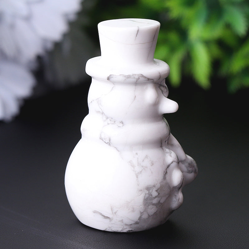 2.35" Howlite Snowman Crystal Figurine
