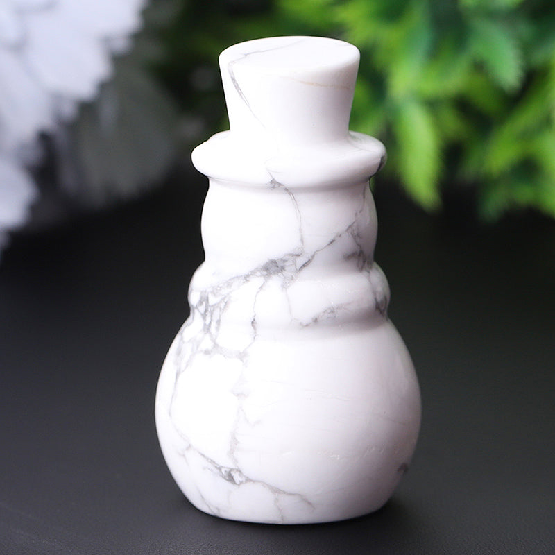 2.35" Howlite Snowman Crystal Figurine